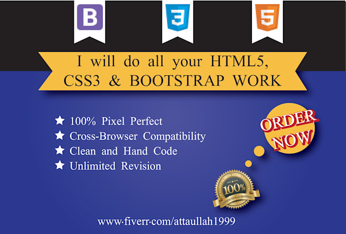 Do all your html5, css3 bootstrap work by Attaullah1999 | Fiverr