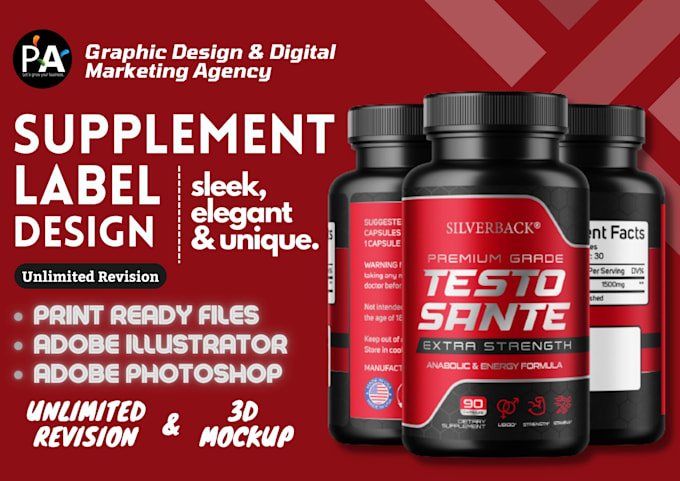 do product label design, bottle label and supplement label design