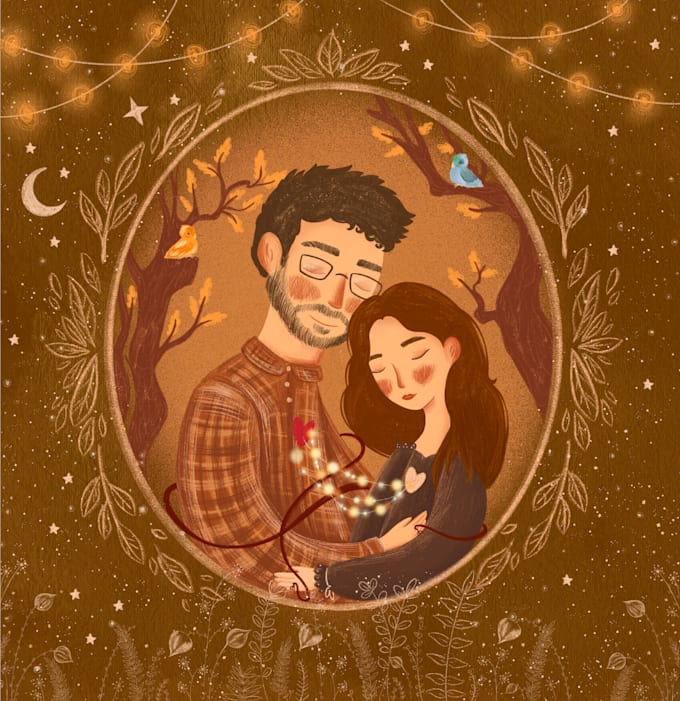 create a valentine custom couple portrait