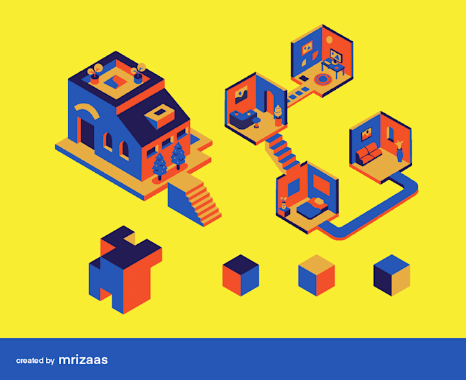 create isometric illustration for website and mobile apps