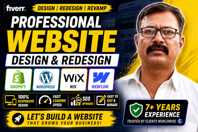 design shopify, wix, wordpress, or webflow website
