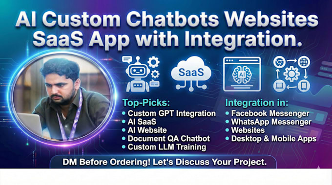 create ai custom chatbots websites saas app with integration