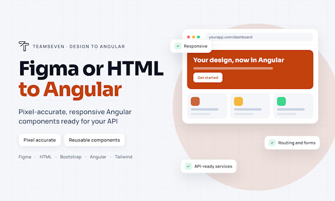 convert your figma, html or bootstrap design into an angular app