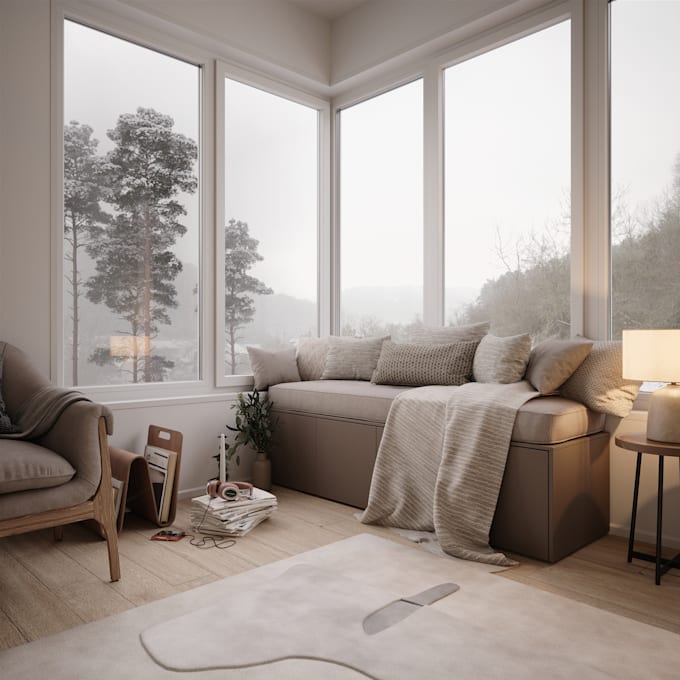 create realistic 3d interior rendering based on your requirements