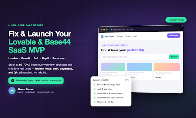 fix and finish your lovable, bolt, or replit app