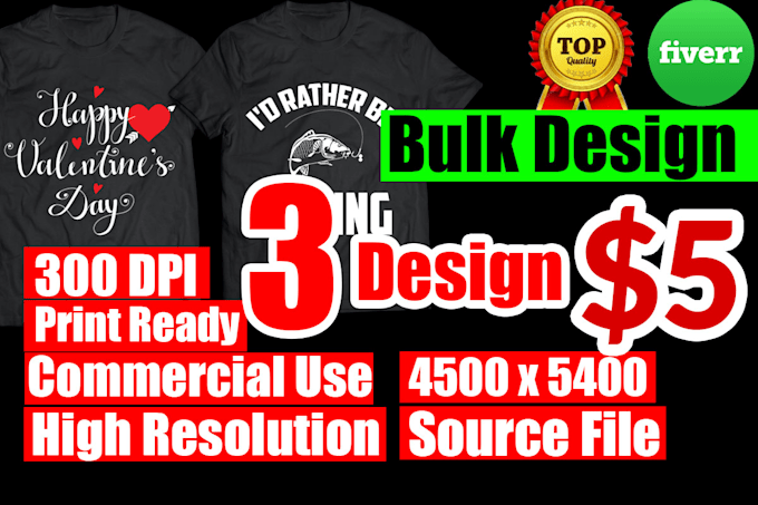 make bulk 3 custom t shirt designs for merch by amazon