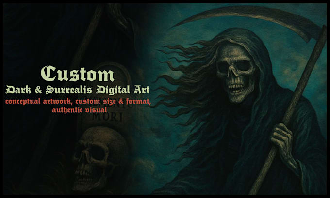 create dark art, surreal digital art, mural and anything
