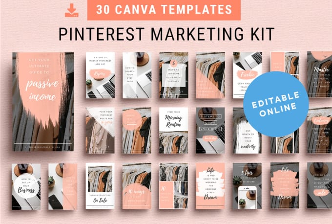 Blog Kit Social Media Graphics Editable Pinterest Templates Pinterest Templates for Canva Marketing Templates Pinterest Marketing