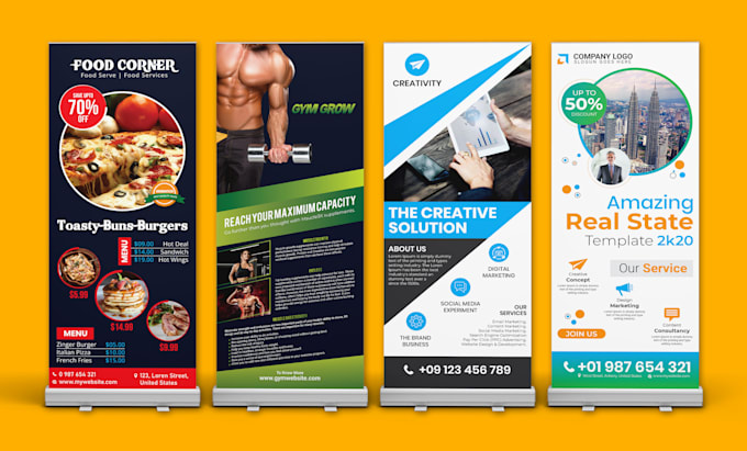 design roll up banner, billboard banner design 2 hr