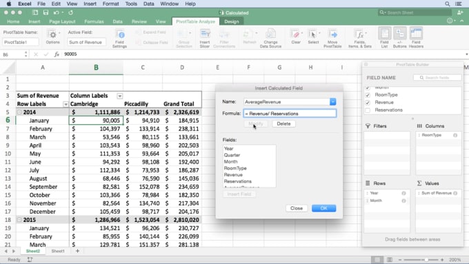 excel for mac 2013 pivot table from multiple sheets