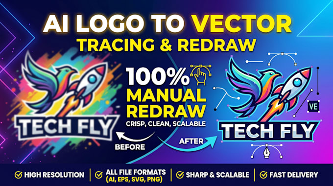 vector tracing, edit, enhance quality of your existing ai generate logo or image
