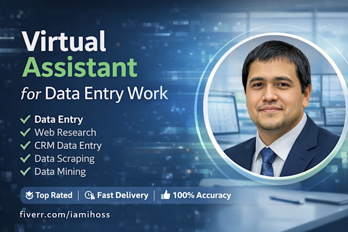 be your virtual assistant for data entry work