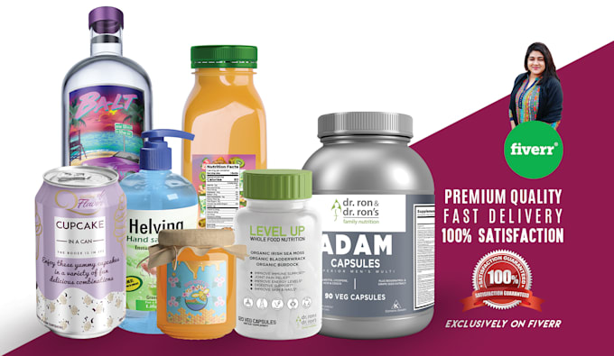 design label, box packaging or pouch with all files in 24 hours