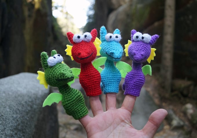 crochet dragon finger puppets for you