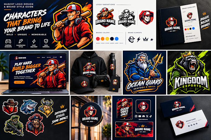 design custom mascot logo streamer, twitch, esports, and branding