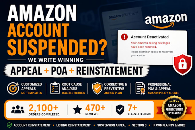 write amazon suspension appeal, poa, and account reinstatement