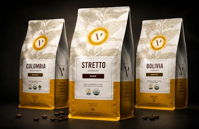 design premium coffee packaging and label for your brand