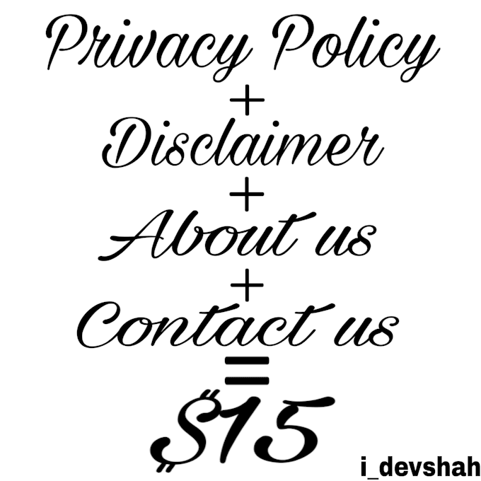 create privacy policy, about us, disclaimer, contact us page