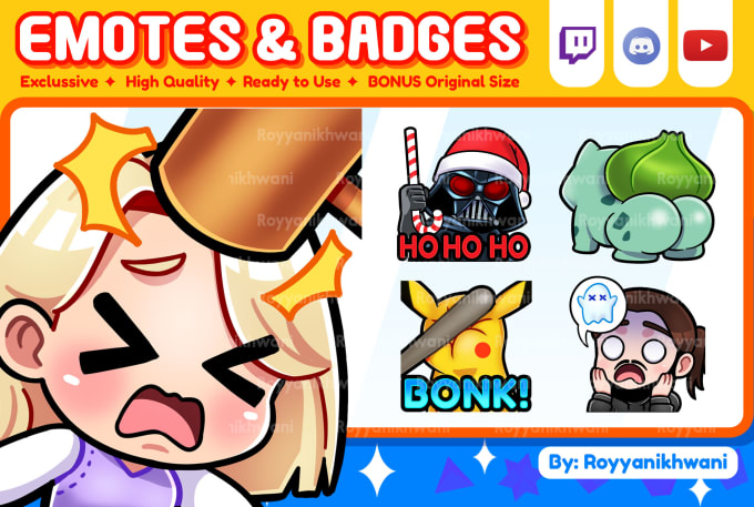 create custom kick, youtube, twitch emotes, discord emoji, and sub badges