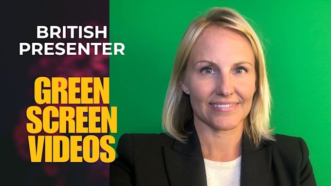 be your british video spokesperson on white screen with logo