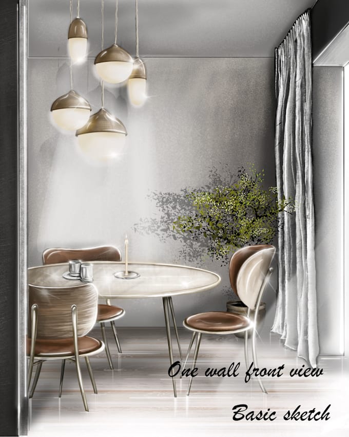 create a colored sketch illustration of your interior