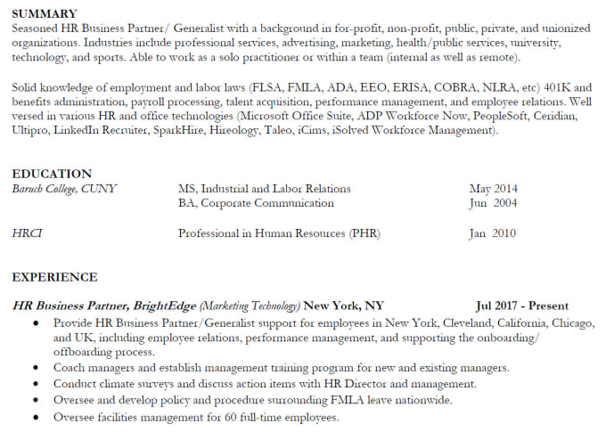 Resume Writing By An Hr Pro By Bpeluso