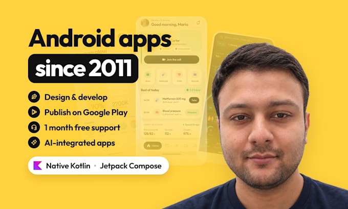 be your android app developer for a native android app in kotlin