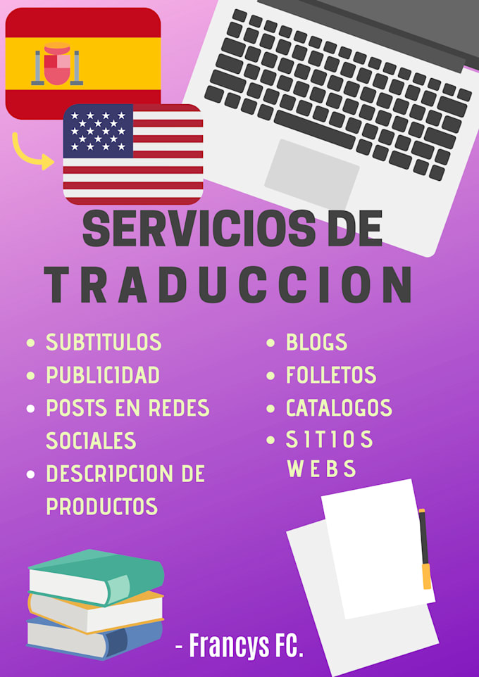Translate english to spanish, and spanish to english by Francysfc Fiverr