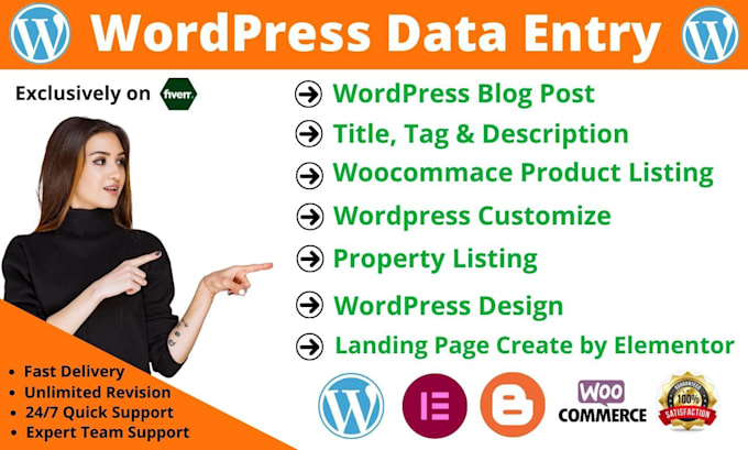 do wordpress data entry, blog posts, and product upload