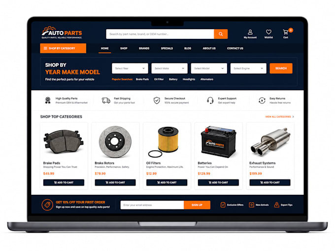 design an automotive parts ecommerce website