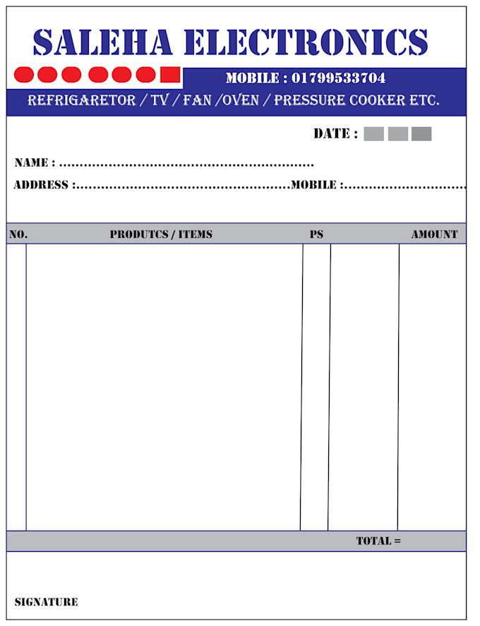 design professional invoice and cash memo