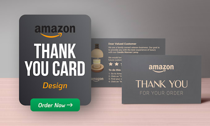 do elegant amazon product insert card, thank you card, invitation card