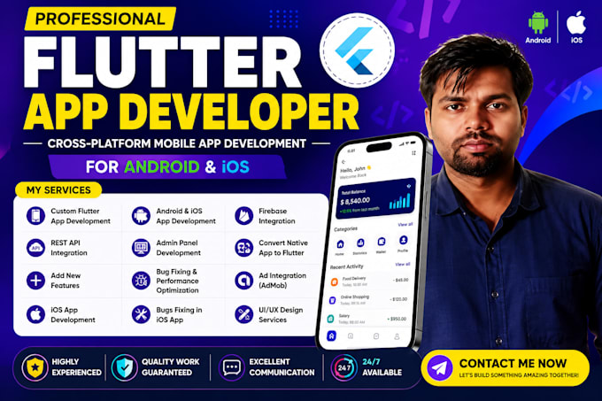 do mobile app development android ios app, building mobile app flutter developer