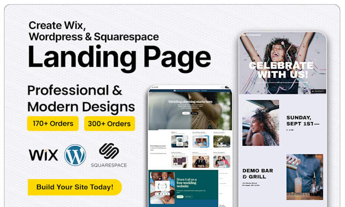 create cms based wix wordpress squarespace landing page