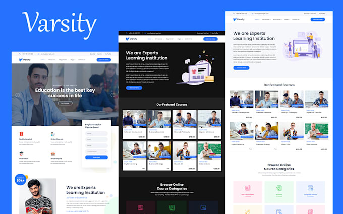 create a school, college, varsity, and online course website