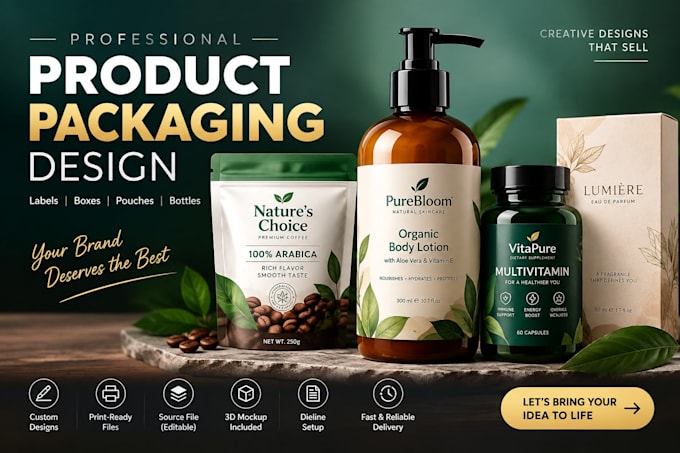 design product packaging, label and box design