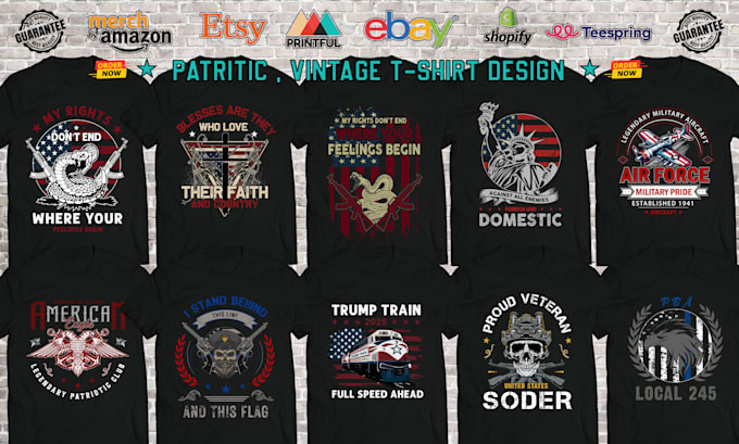 create any patriotic,vintage flag t shirt design