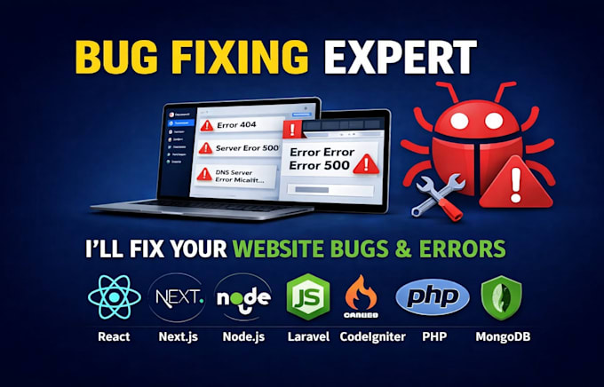 fix bugs, errors and customize your website or web application