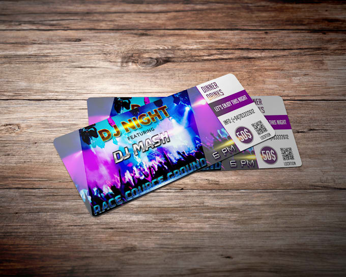 design a colorful event ticket