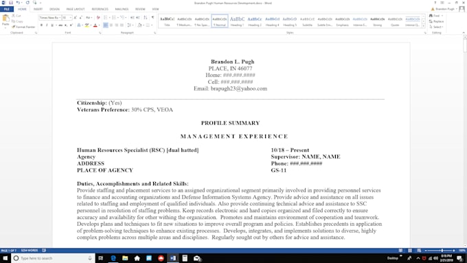 Federal Resume Writing And Guidance By Brandonpugh