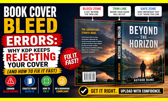 fix book cover bleed, spine, and margin errors for KDP, ingramspark, or lulu