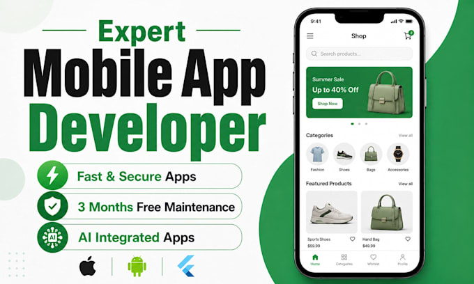 build mobile app ios app development android app creation flutter app developer