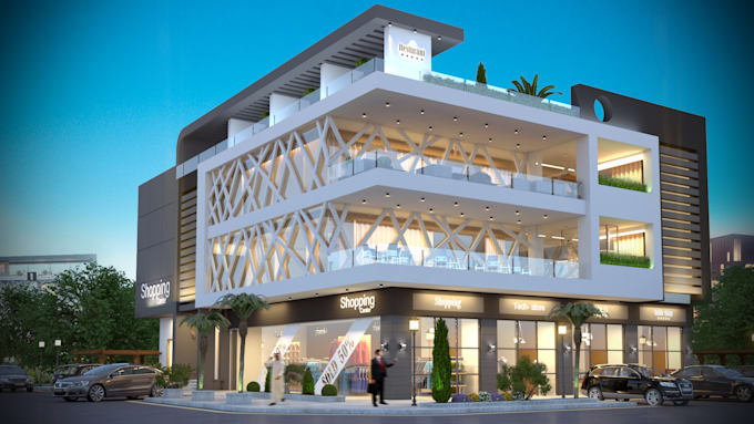 design  3d facade  for your comercial or retail store