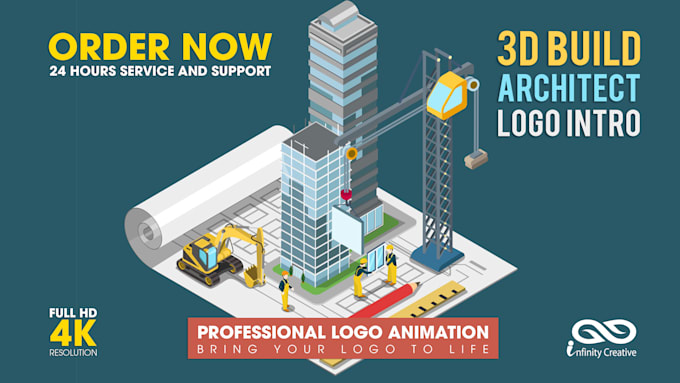 create wonderful 3d build architect logo intro