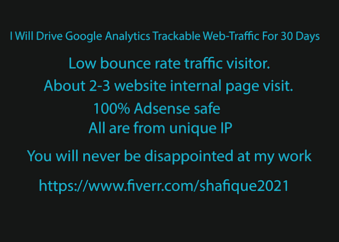 drive google analytics trackable web traffic for 30 days