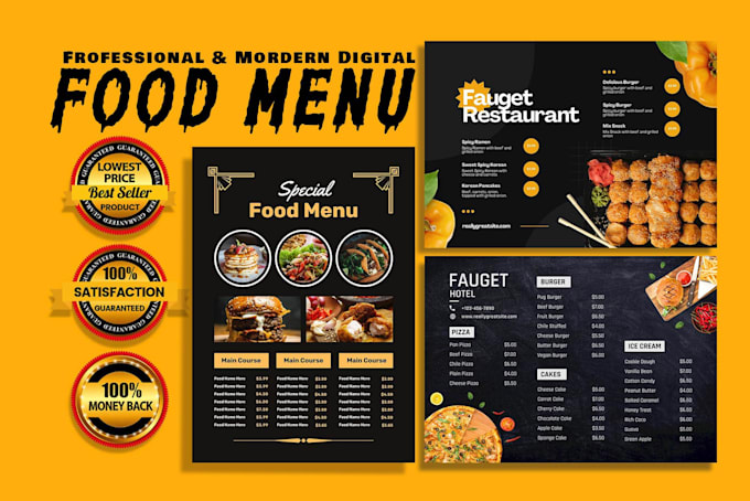 create modify redesign food menu and promotional offer card