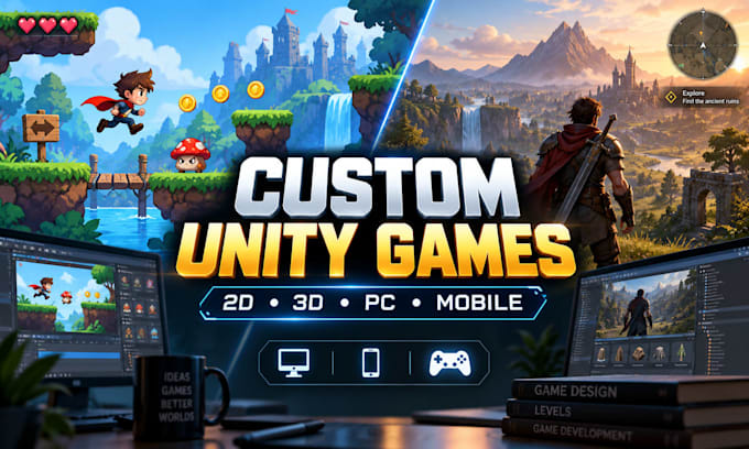 develop a custom unity 2d or 3d game