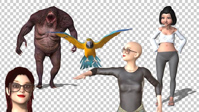 model, animate 3d custom character and make it talk