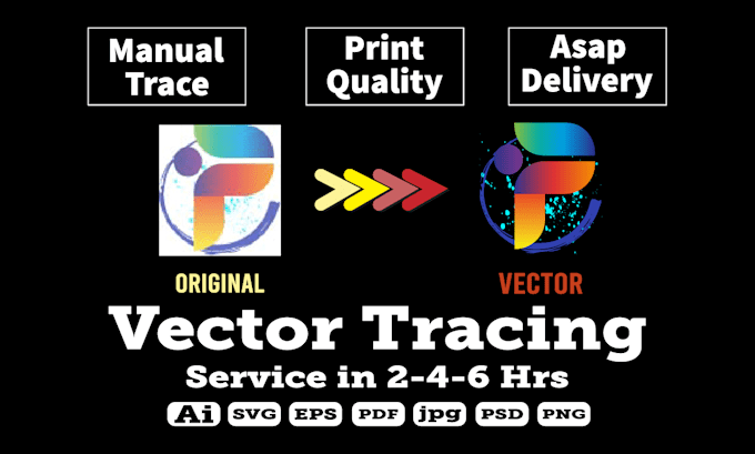 do vector tracing image logo artwork in 2 hours