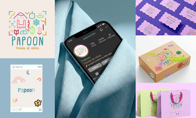 design custom trendy hand drawn logo and branding kit with brand identity